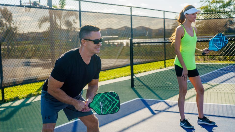 Players playing pickleball