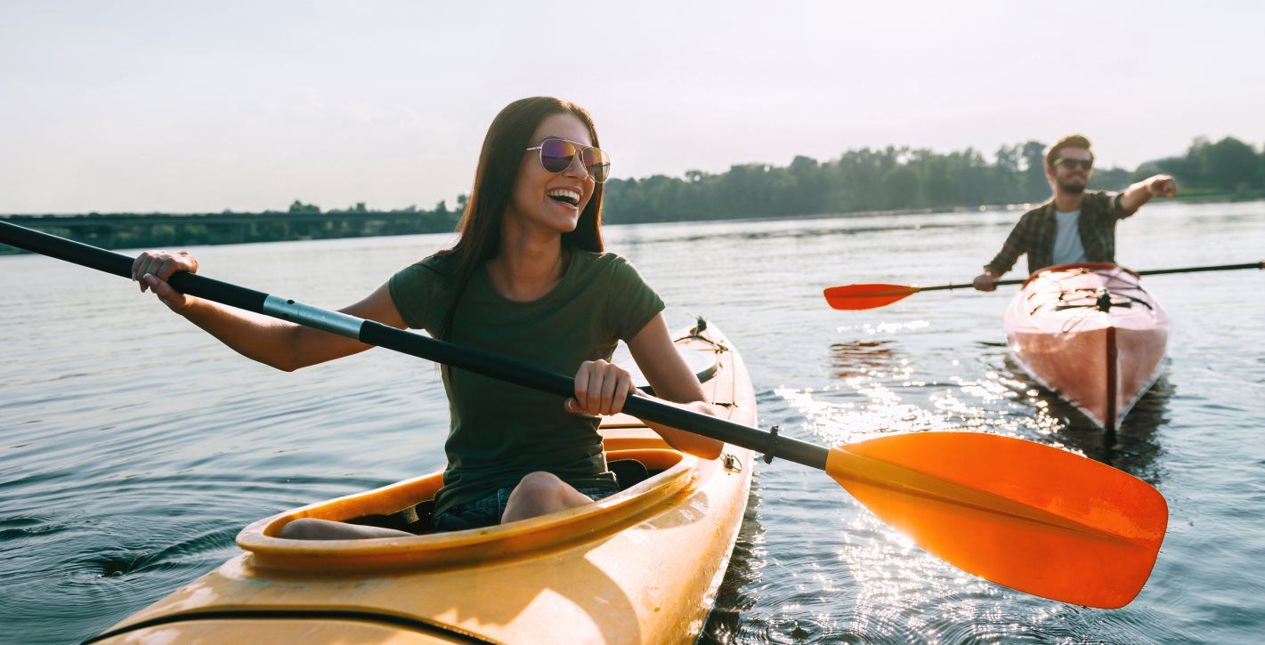 Couple Kayaking on a lake