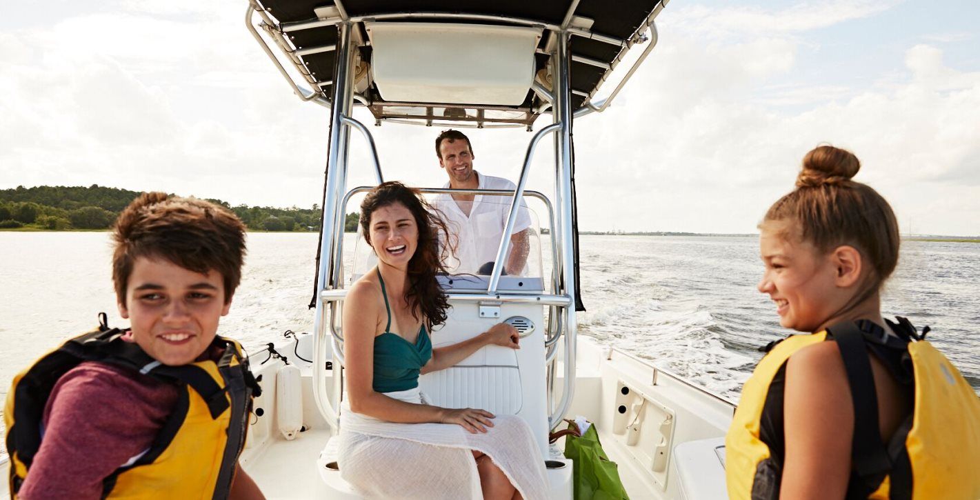 Family on boat