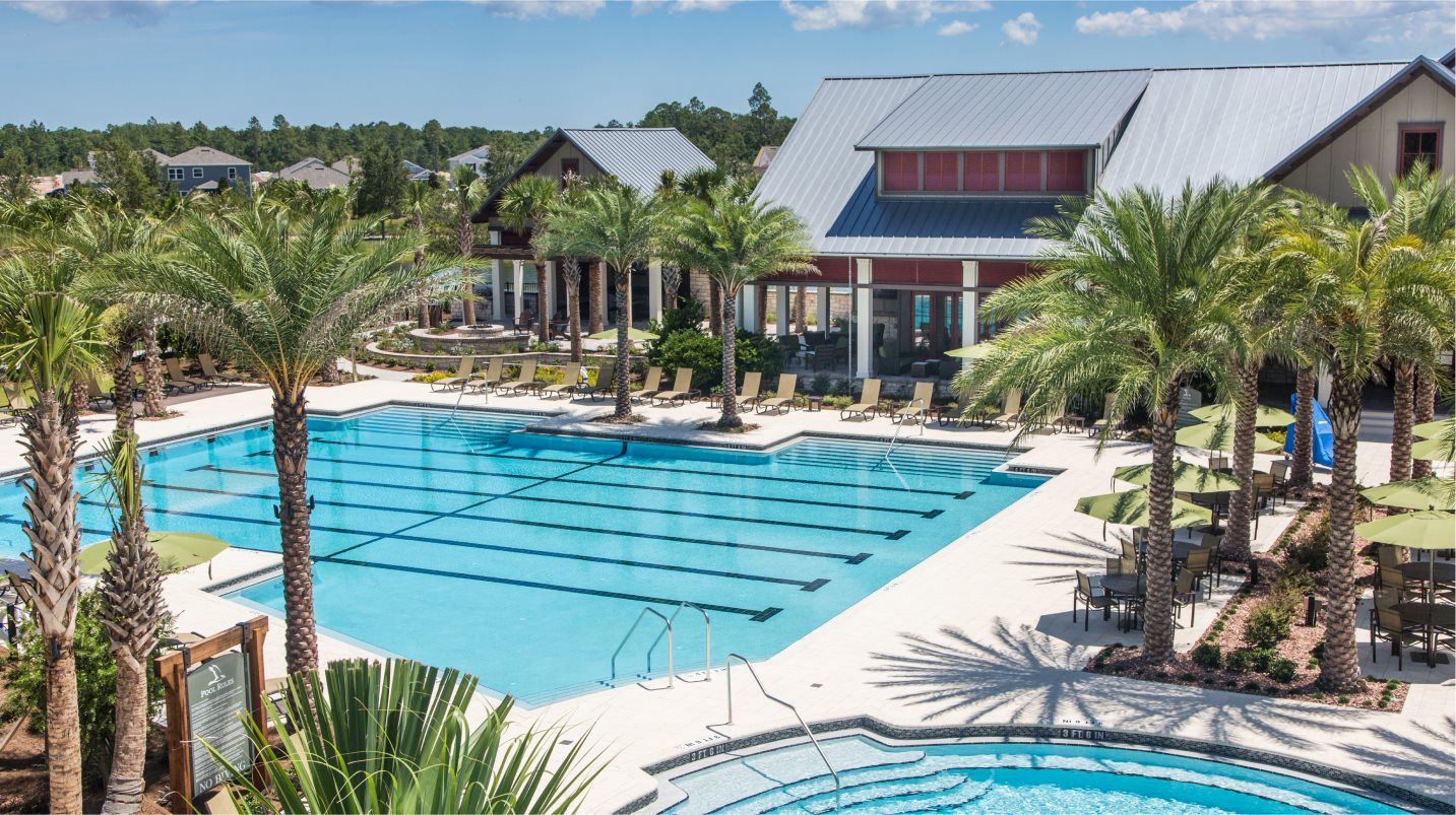 View of swimming pool with and built-in spa