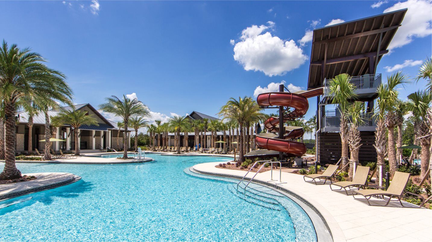 Lap pool with water slide