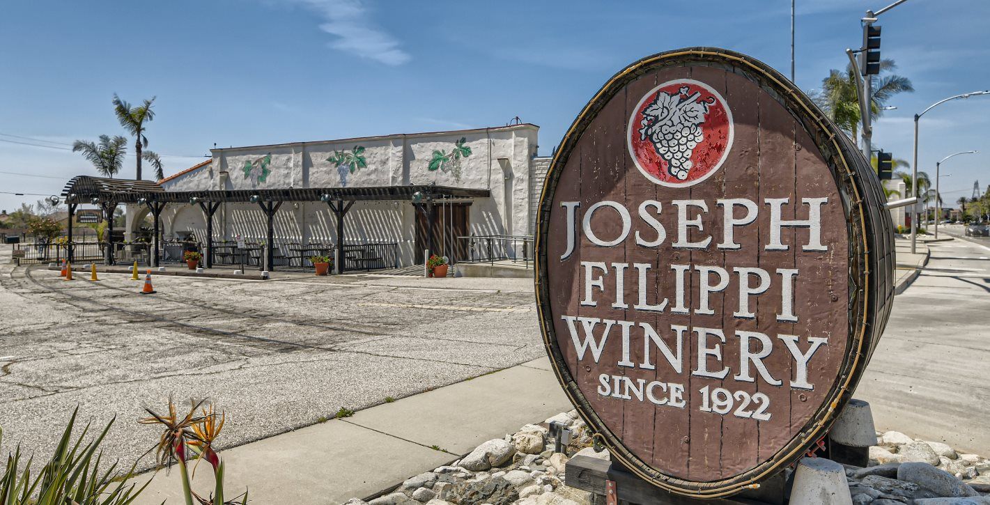 Joseph Filippi Winery entry sign