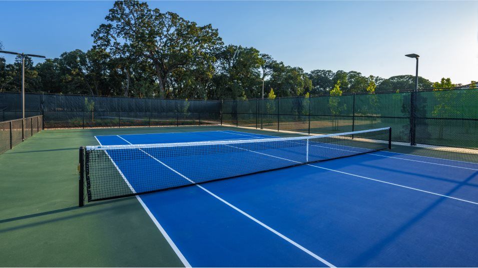 Blue and green tennis court