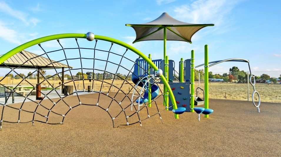 Park amenity with green space trail and playground