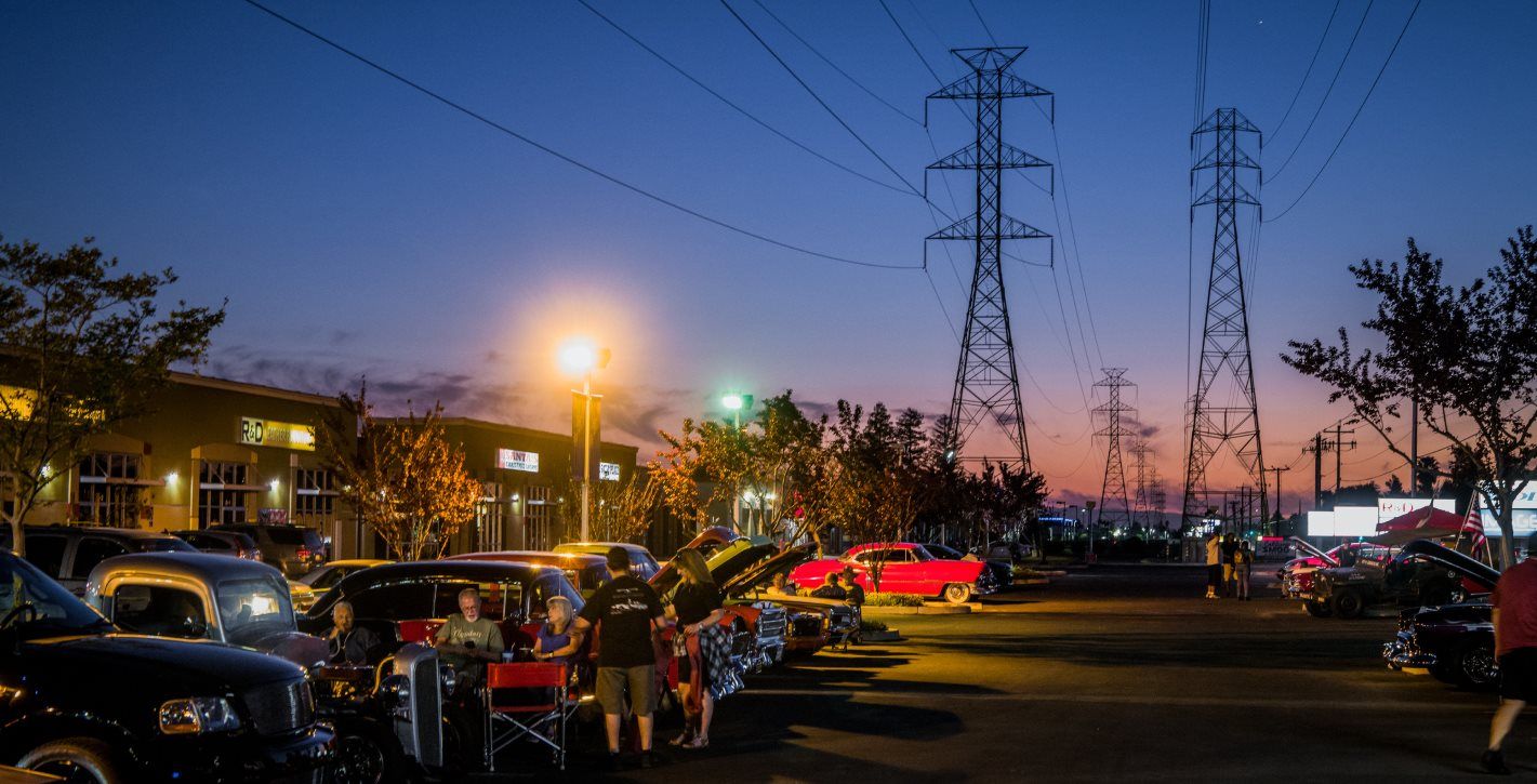 Parking lot in local shop area