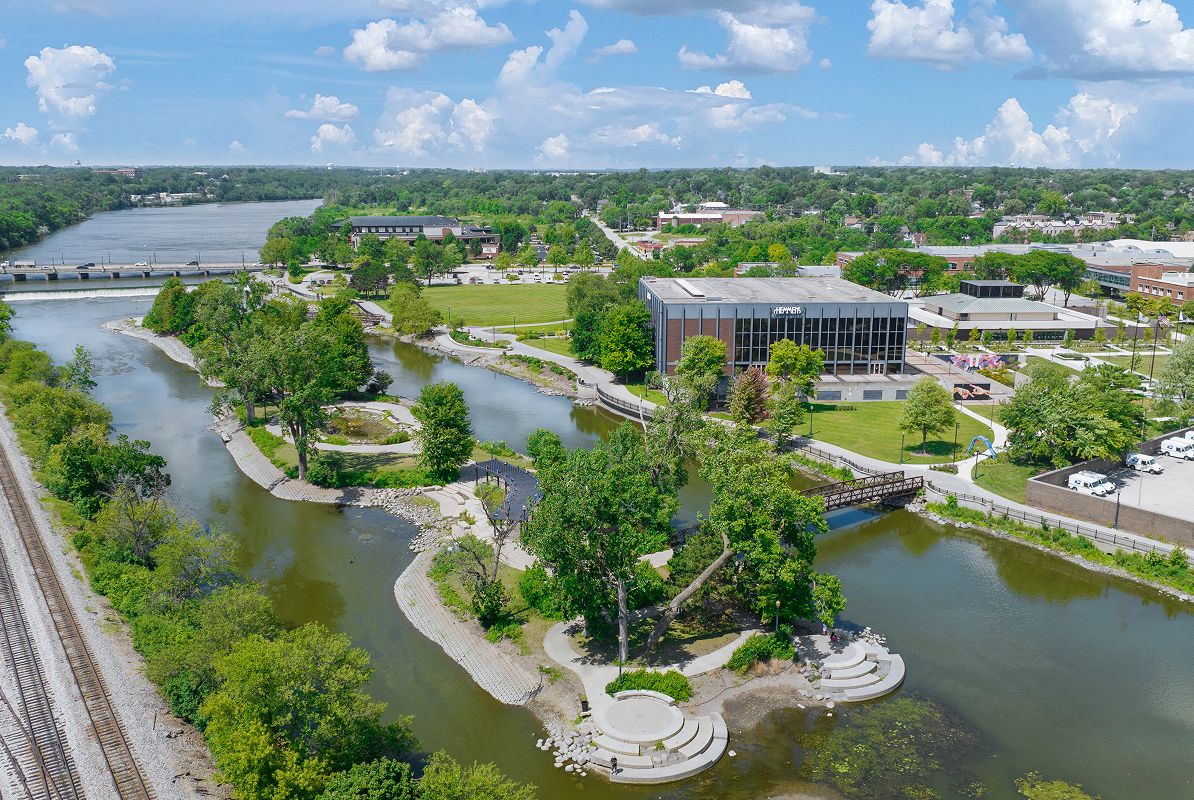 Aerial View of Hemmens Building in Elgin