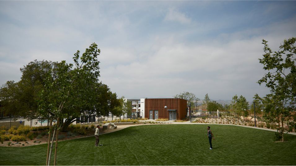 Greenspace outside the community center