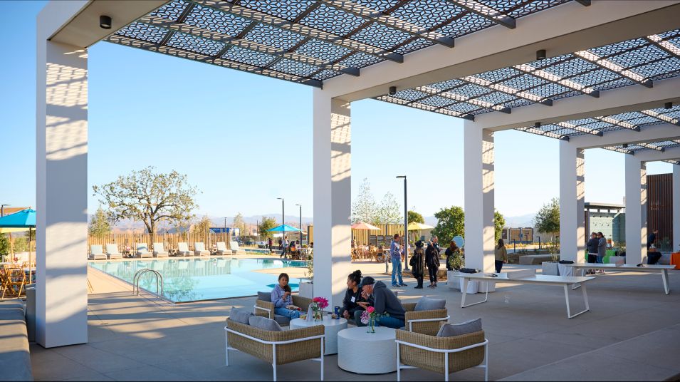 Shaded lounge area by the pool