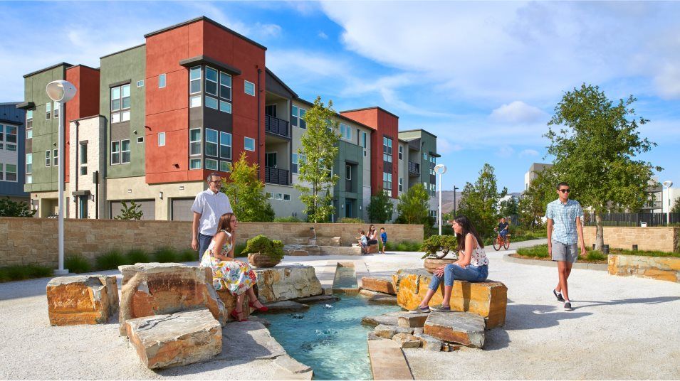 Novel Zen park with a rock fountain