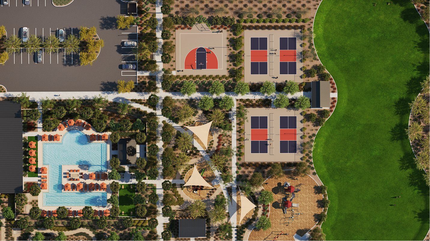 Aerial view of the pickleball courts