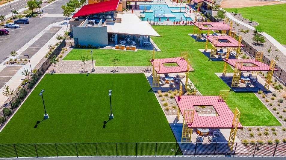 Aerial view of the green space in the community center