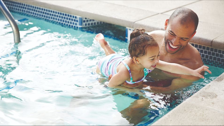 Family in pool