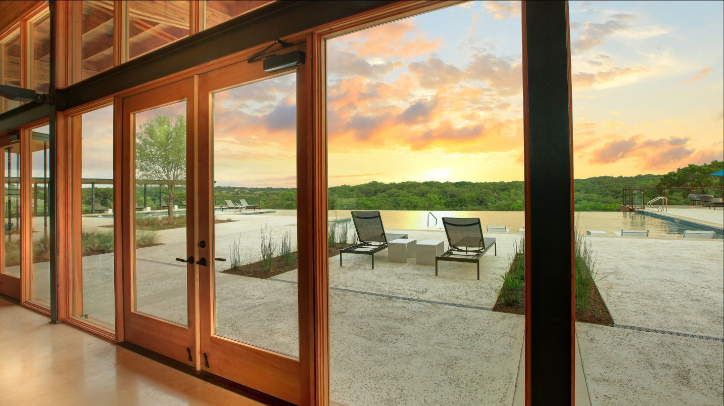 pool view from inside the clubhouse