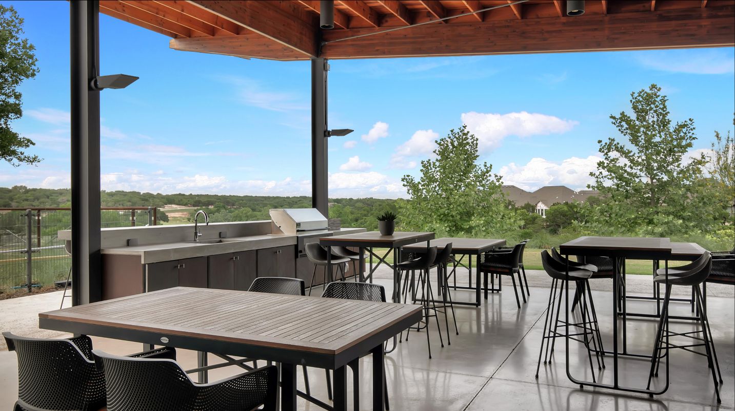 Outdoor seating area at the community clubhouse