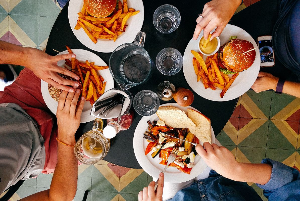 N Pic Food Burgers Fries Hands Top View
