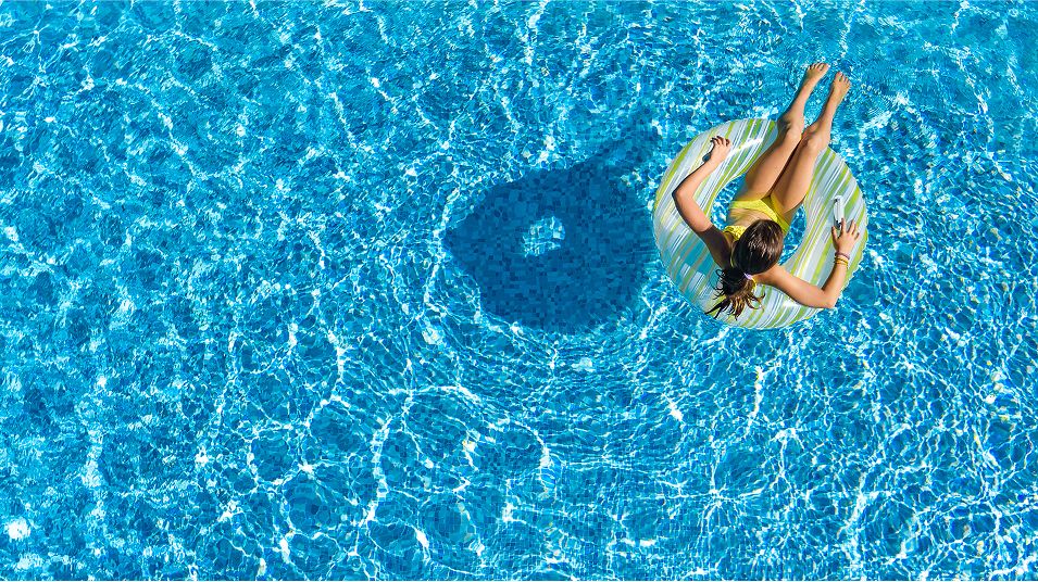 N Pic Kids Pool Girl Floating Top View