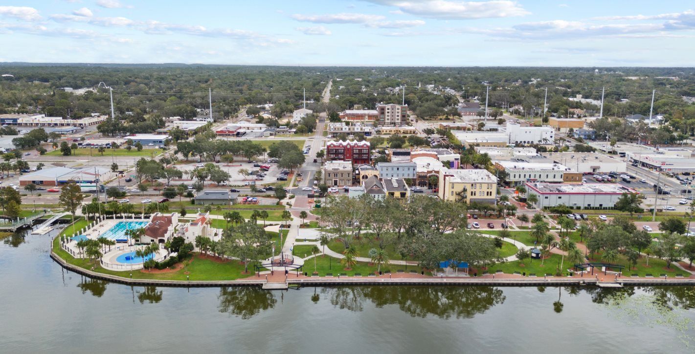 Aerial of historic downtown Eustis