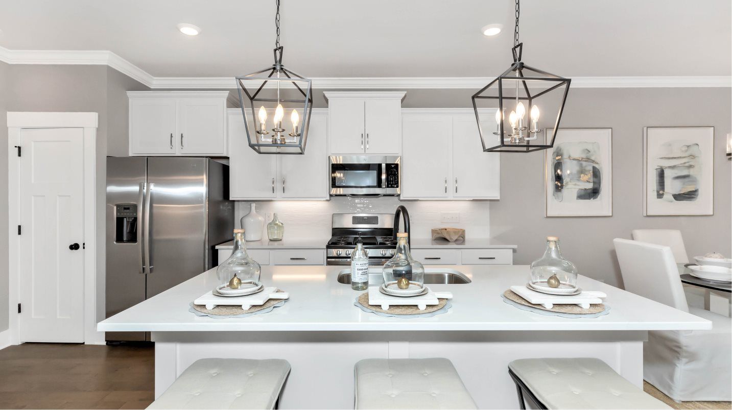 Stainless steel appliances in kitchen