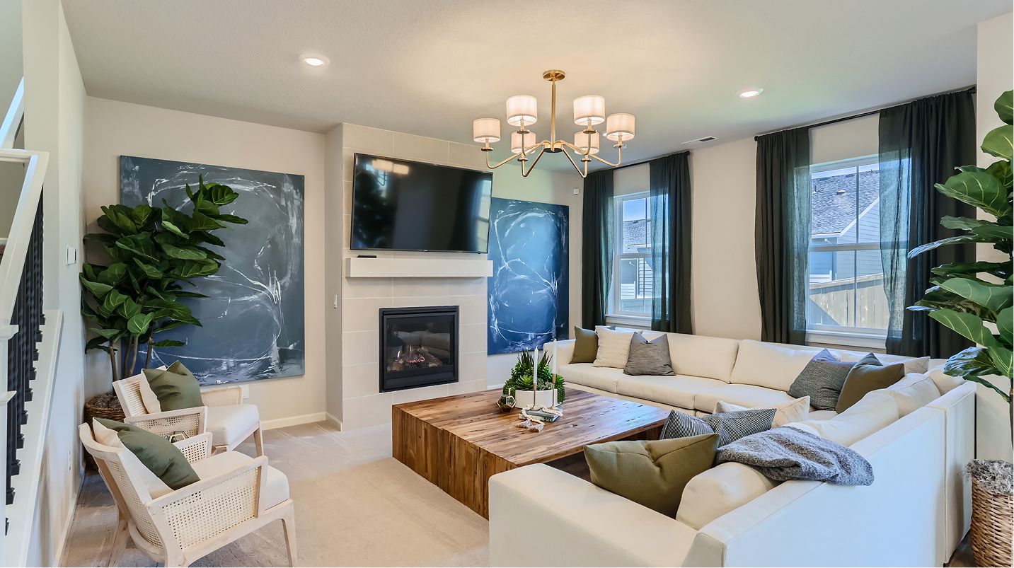 Heights Cooper Jade EI Gas Fireplace Floating Mantle F1