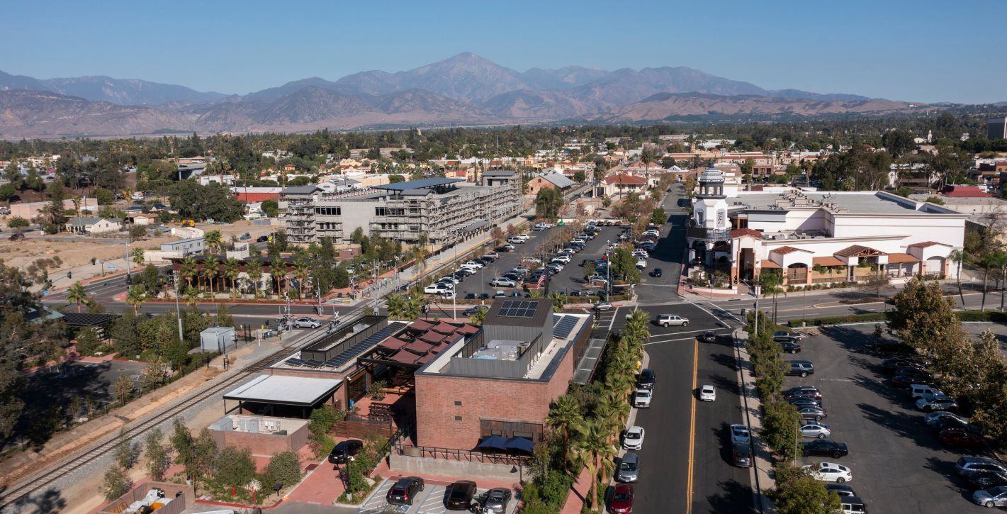 Aerial view of downtown redlands