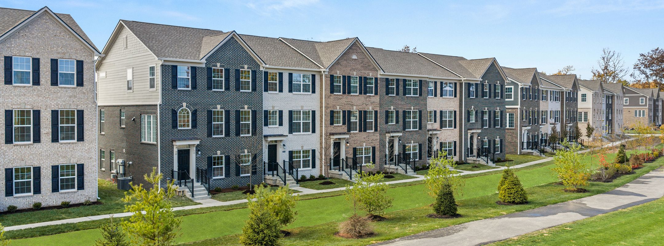 3 Story Townhomes Ellis Acres Aerial Streetscape 2of3