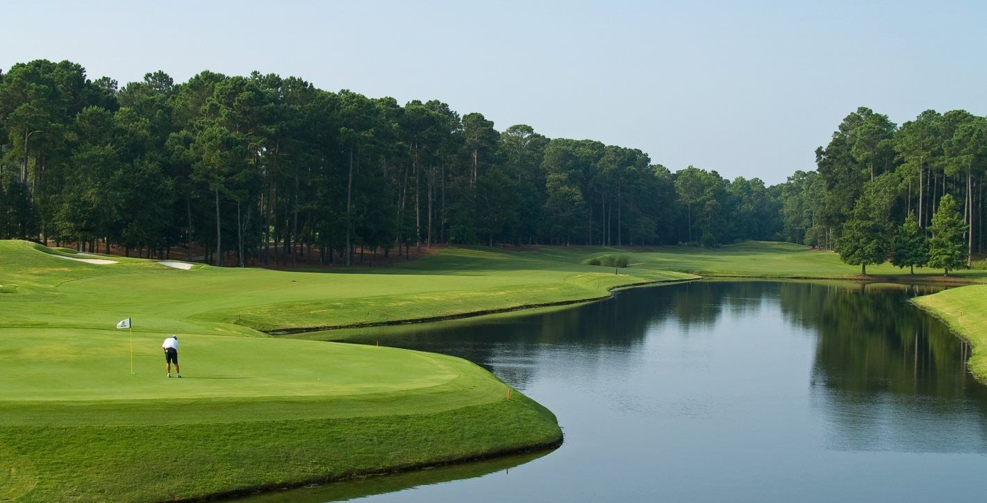 Golf course with pond