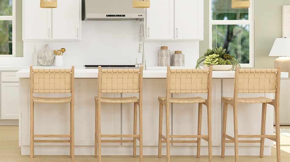 Kitchen island with quartz slab countertop