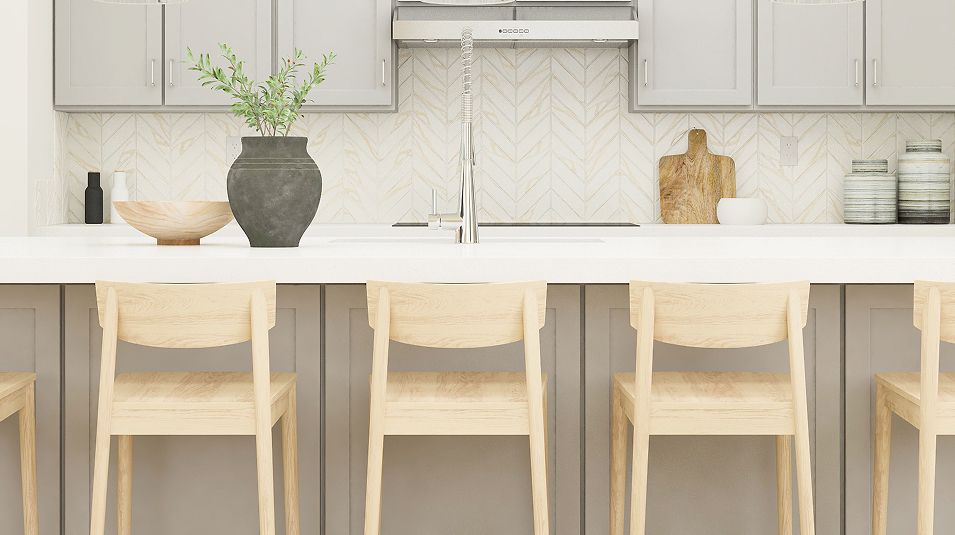 Kitchen Island with quartz countertops