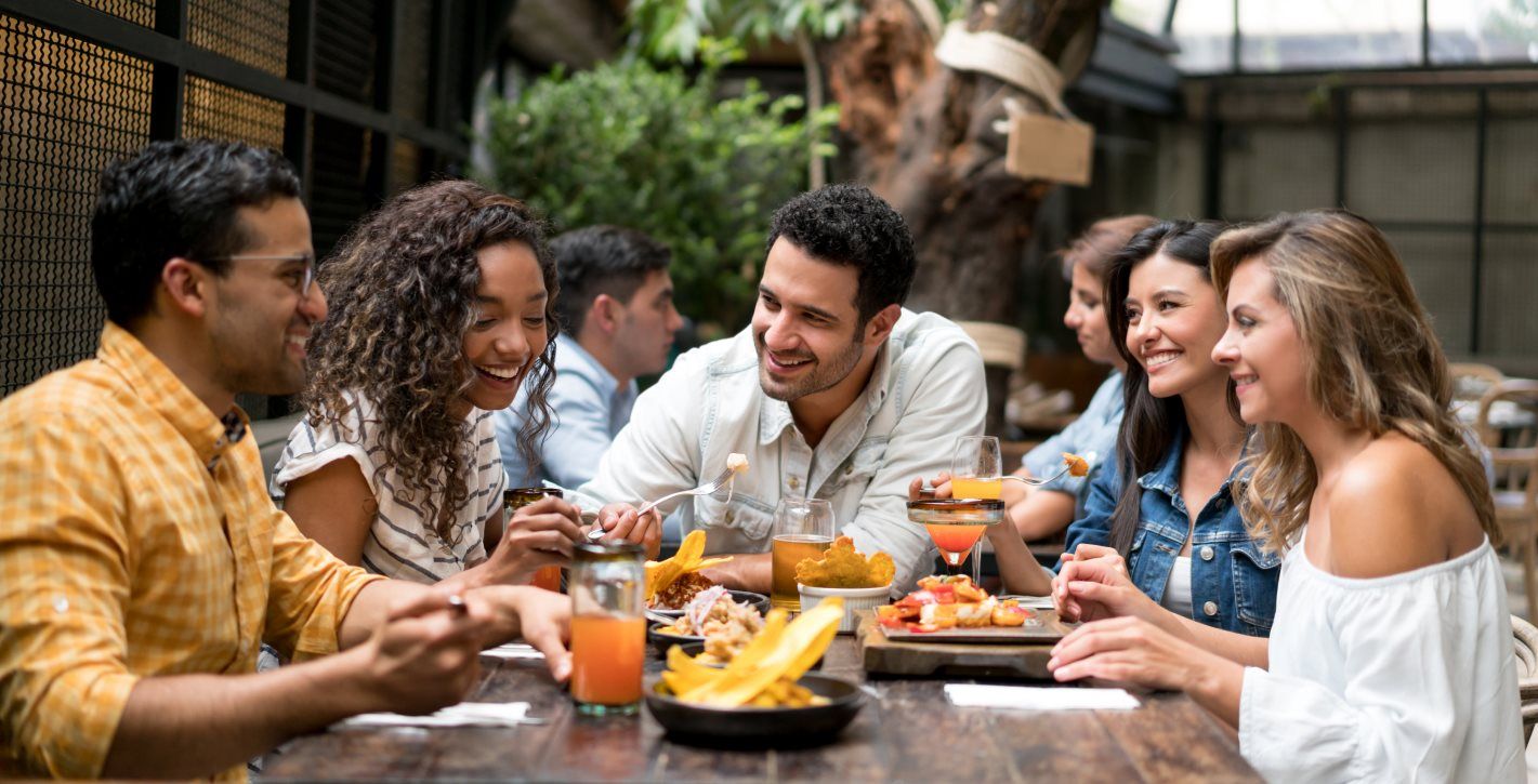 Friends eating out