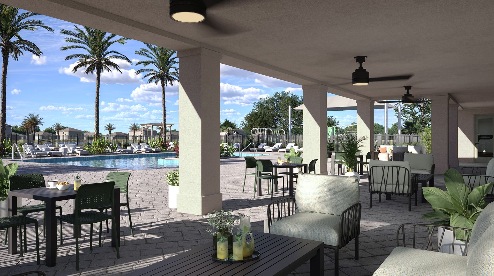 Meridian At Mayfair Amenity Clubhouse Patio Area