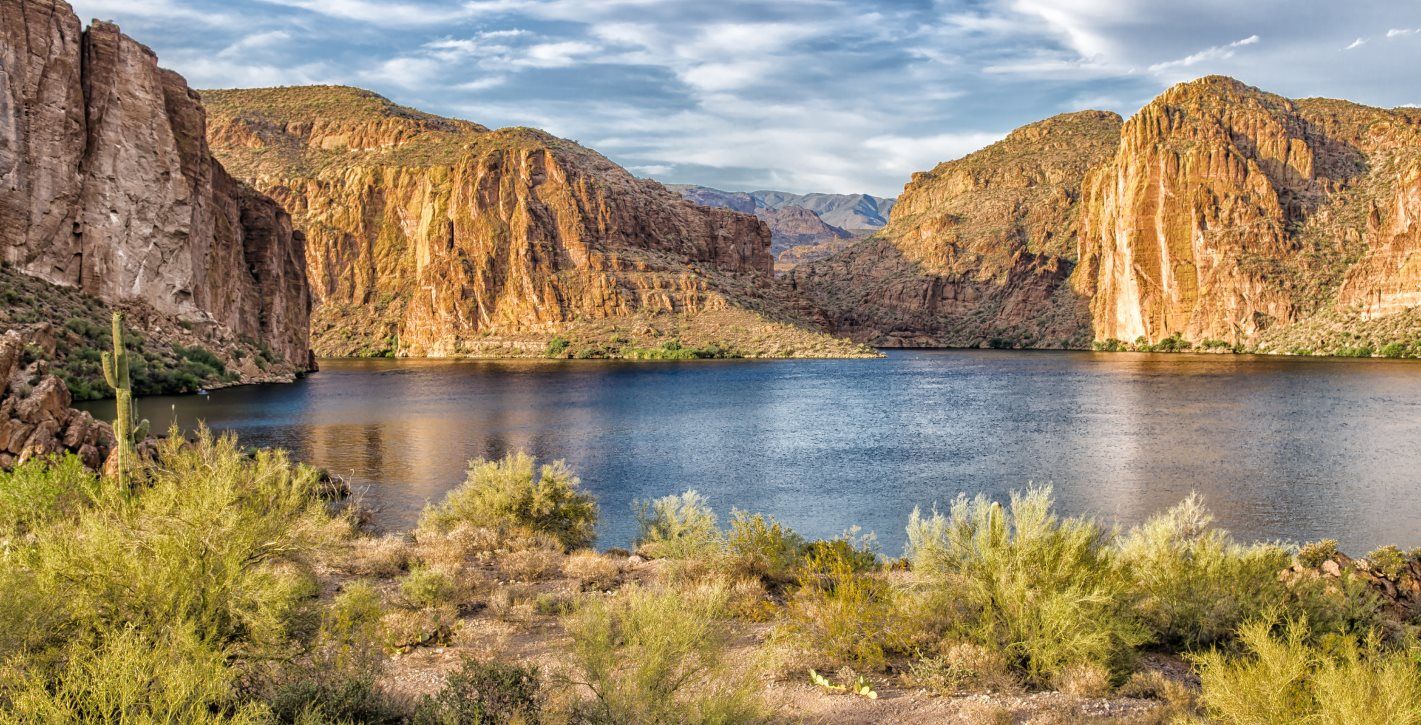 Lake surrounded by mountains