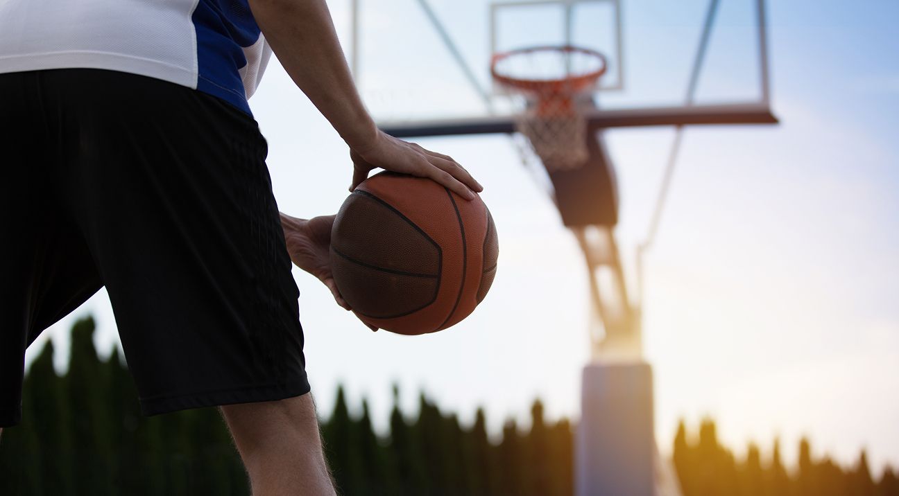 N Pic Sports Basketball Players Court Dusk