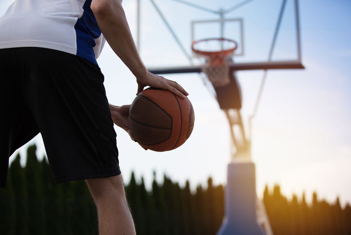 N Pic Sports Basketball Players Court Dusk