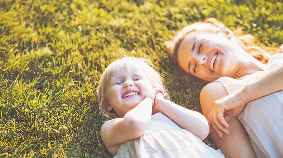 N Pic Family Outdoors Grass Mother Daughter Laying Down