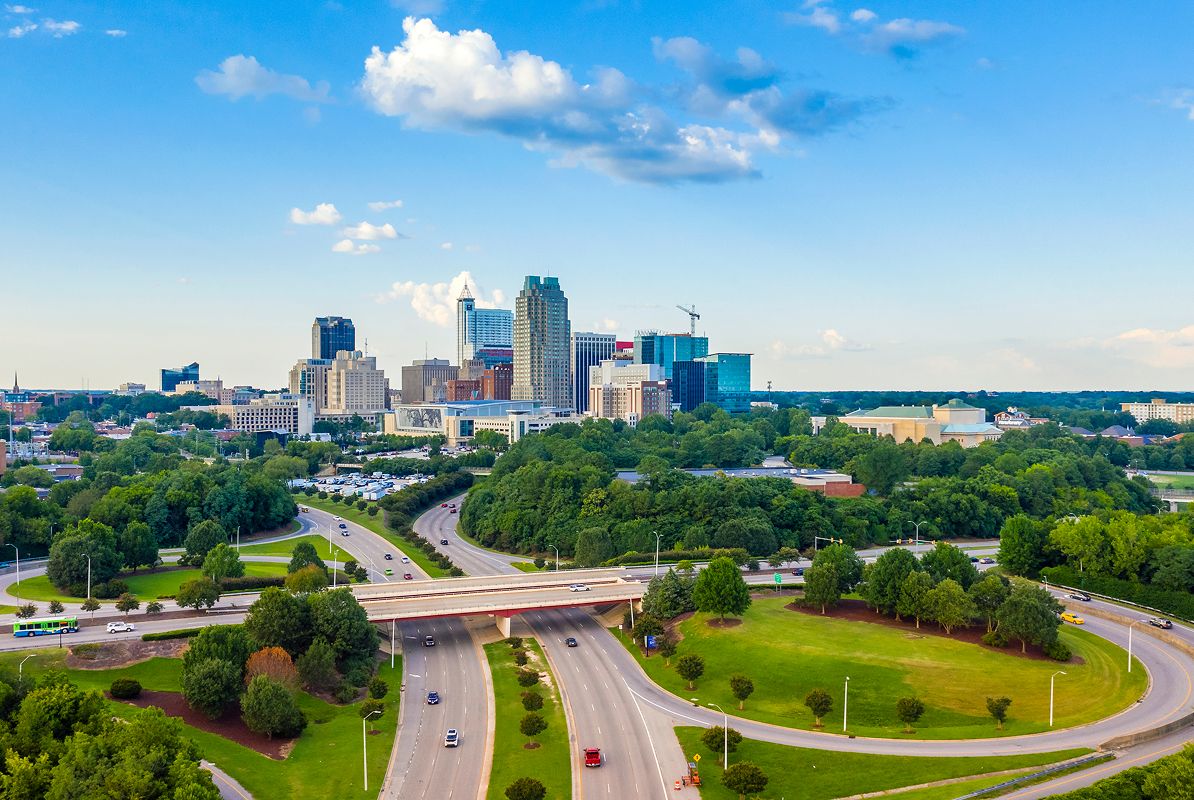 NC Raleigh Downtown Skyline Aerial
