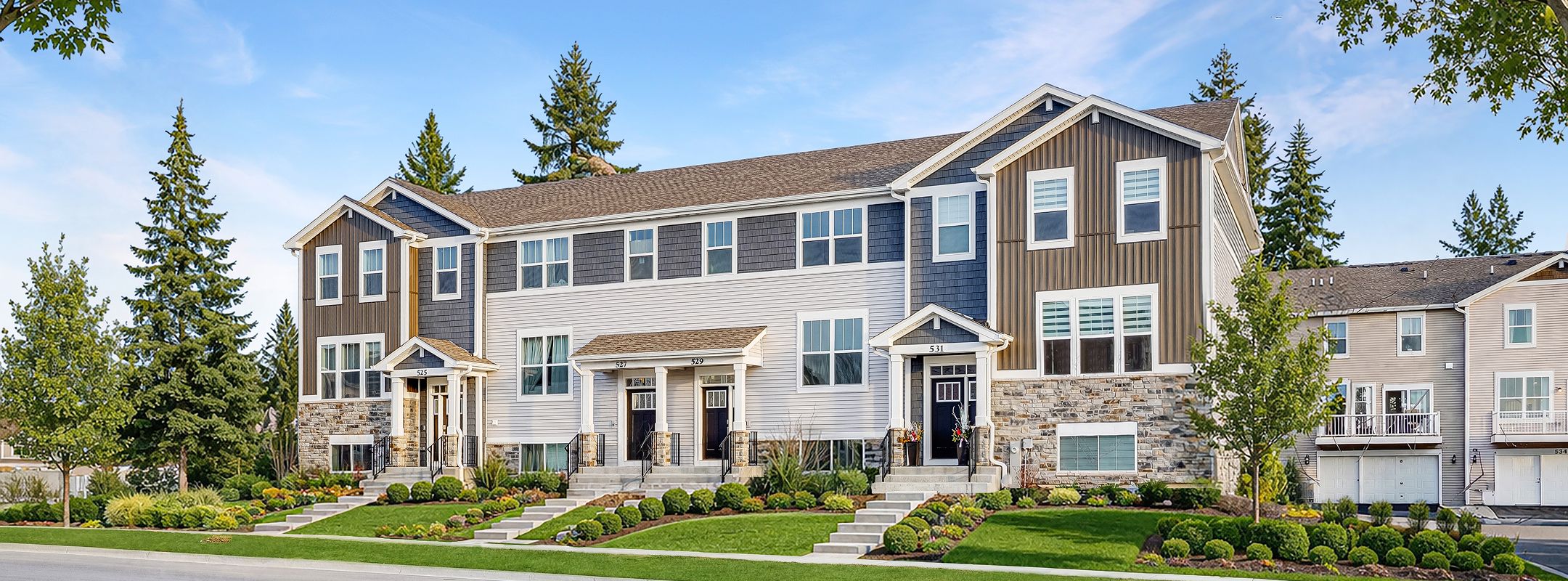 Urban Townhomes Oaksof Volo Streetscape