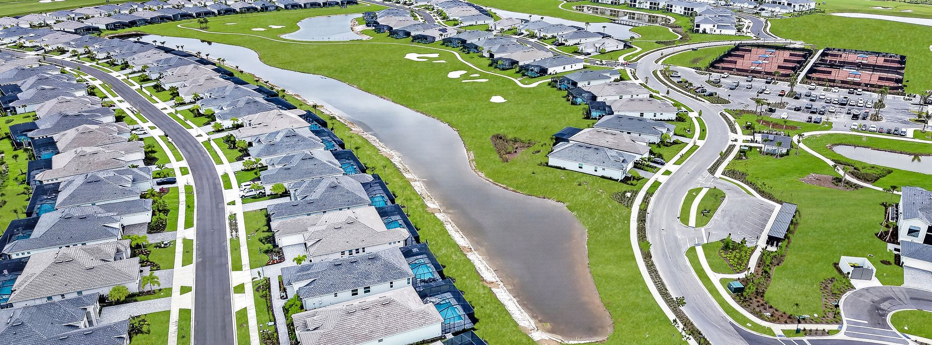 Executive Homes Webbs Reserve Babcock Ranch Aerial Streetscape