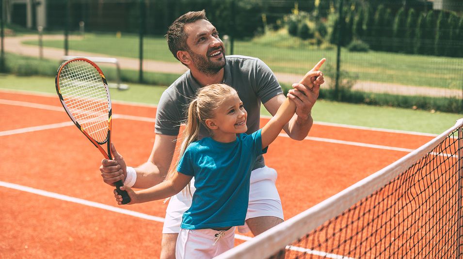 N Pic Sports Tennis Father Teaching Daughter