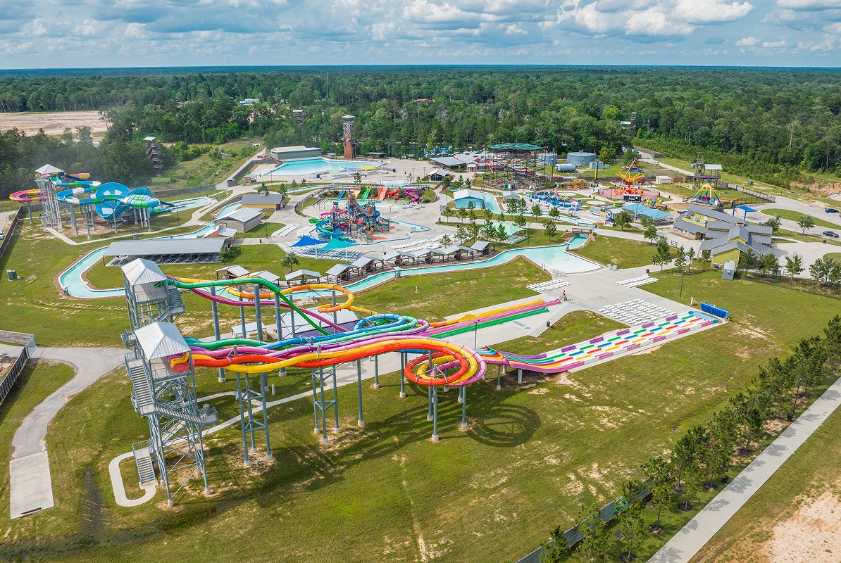 New Caney Aerial Big River Waterpark Platform Slides