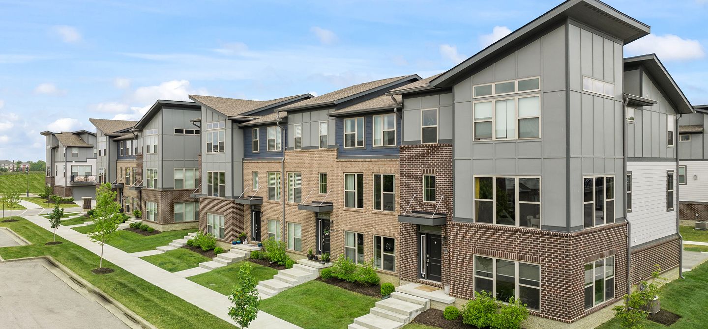 3 Story TH Parkside Towns Aerial Streetscape 100125