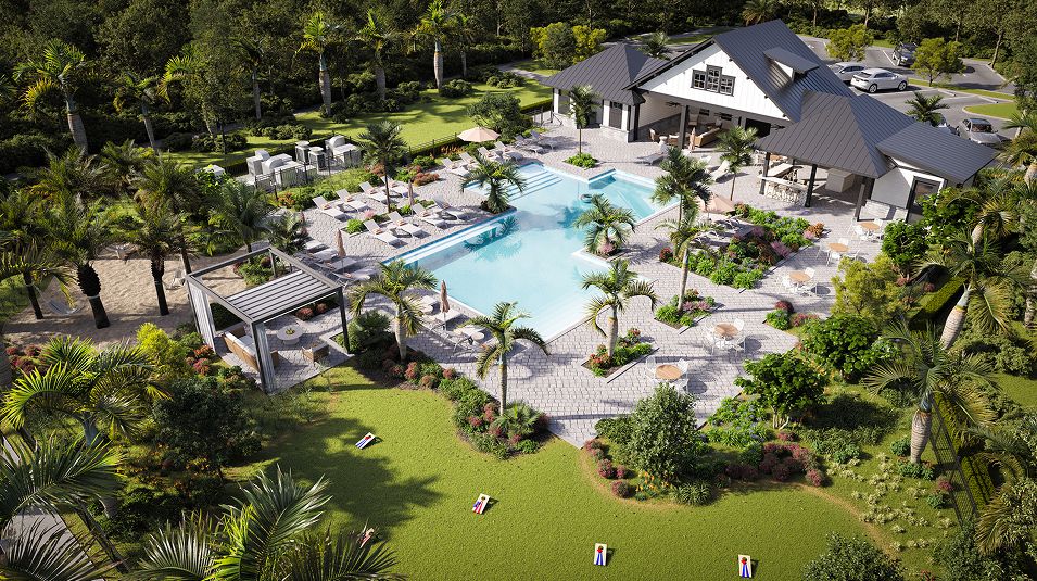 Acacia Fields Amenity Pool Aerial