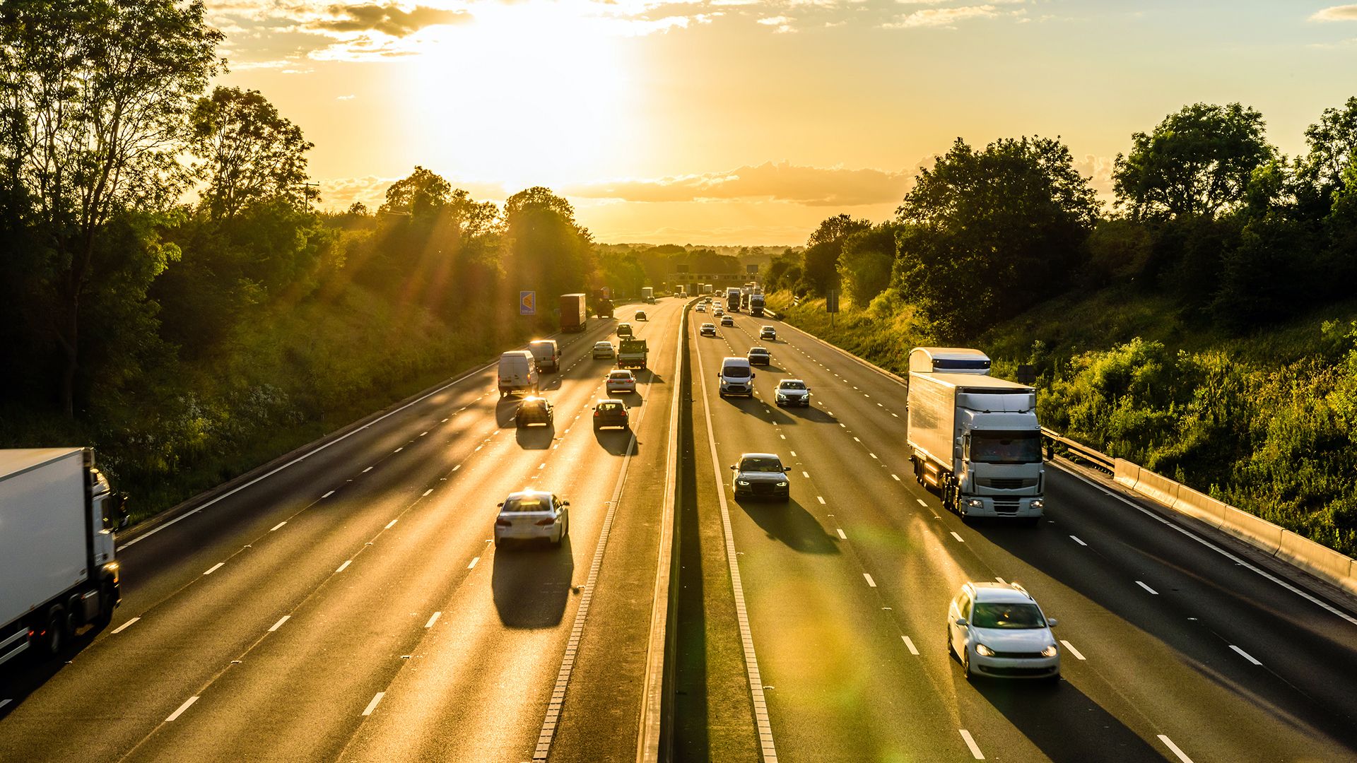 Travel Highway Sunset