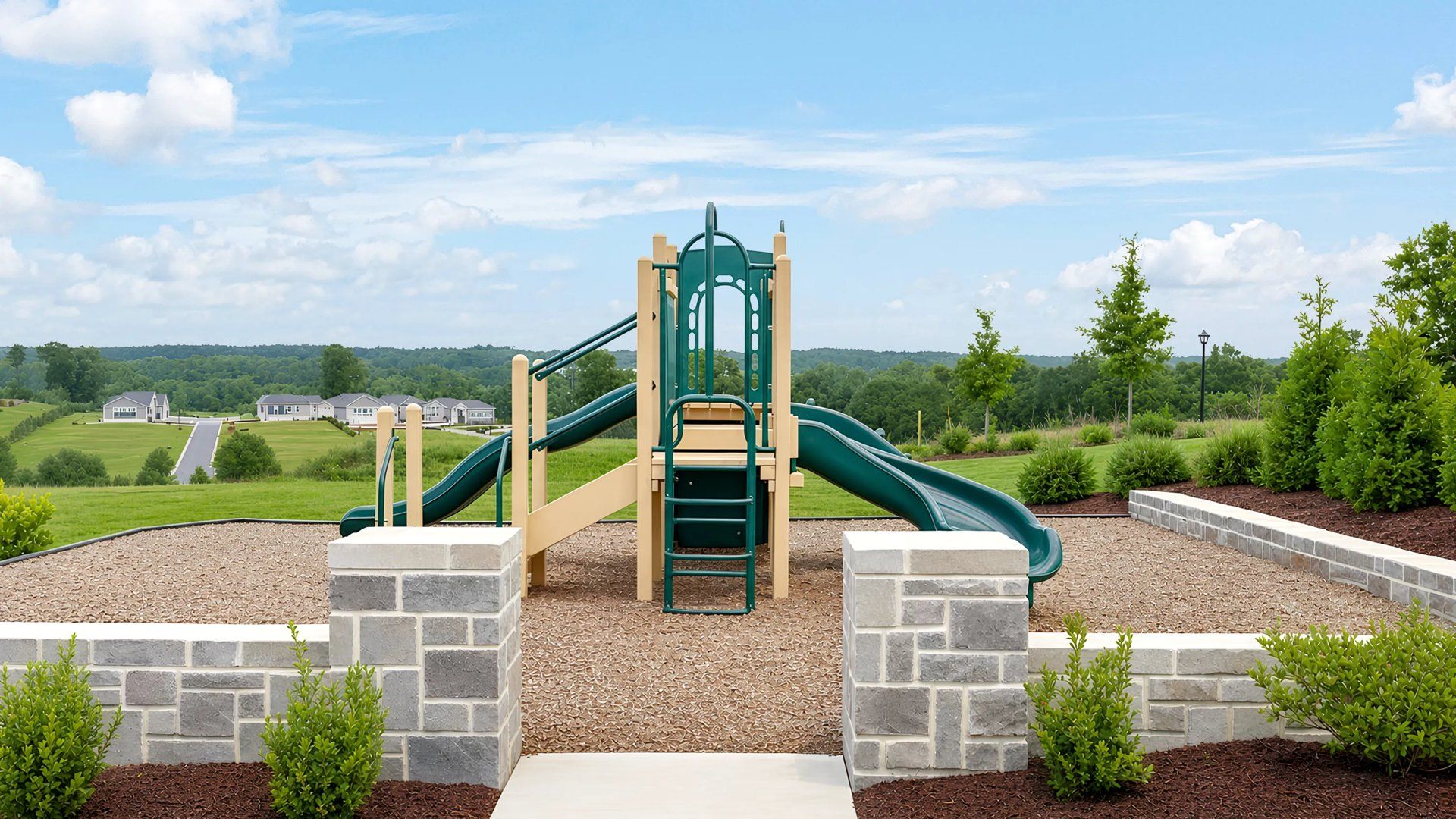 Playground with twin slides