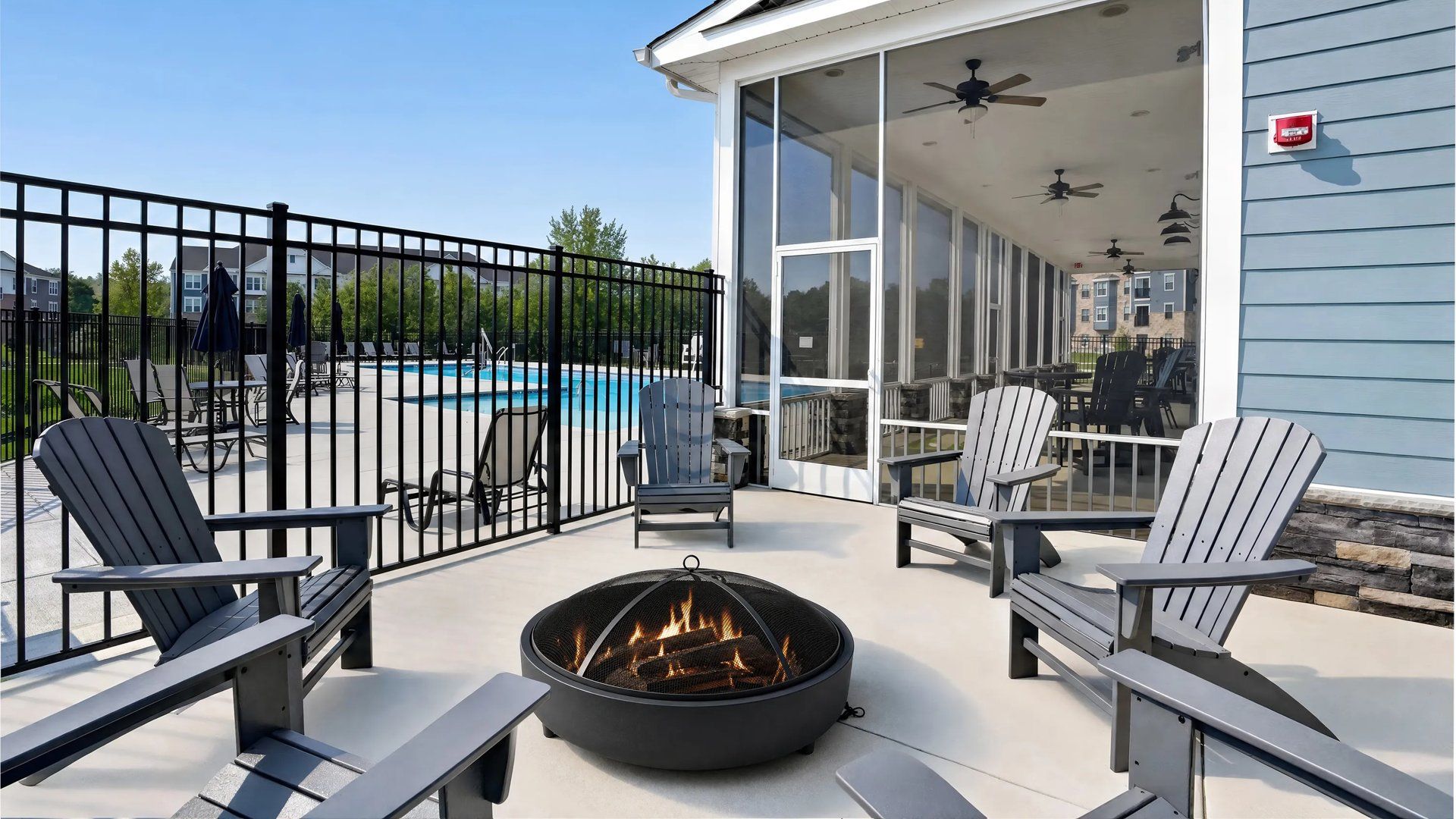 Chairs gathered around a fire pit