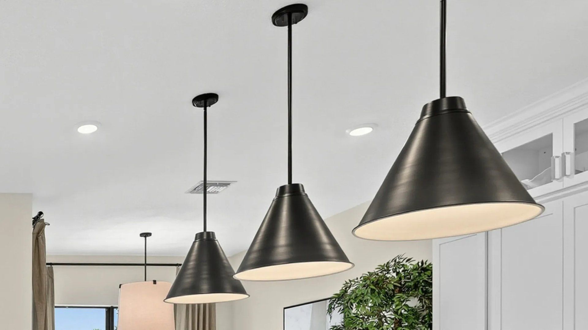 Close-up of Seagull LED light fixtures in kitchen