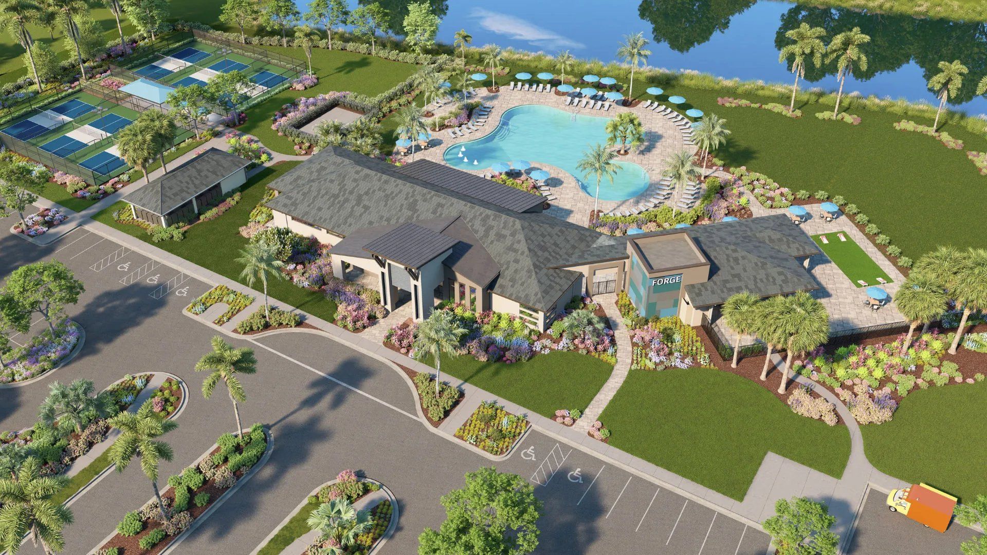 Aerial of clubhouse