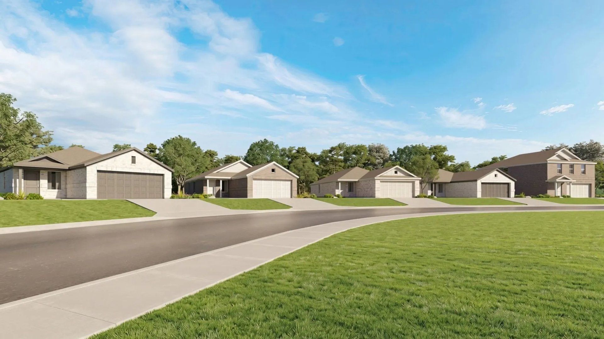 streetscape of neighborhood homes