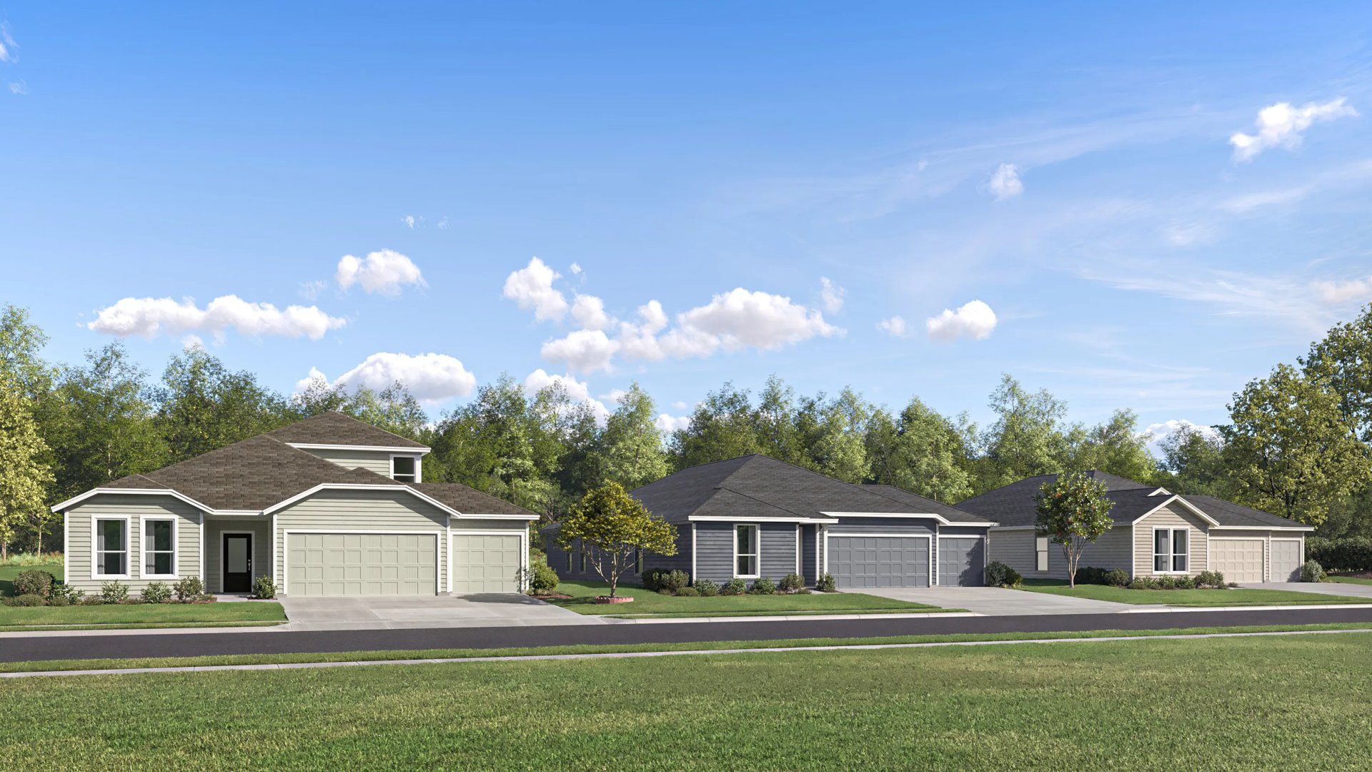 Neighborhood homes streetscape rendering