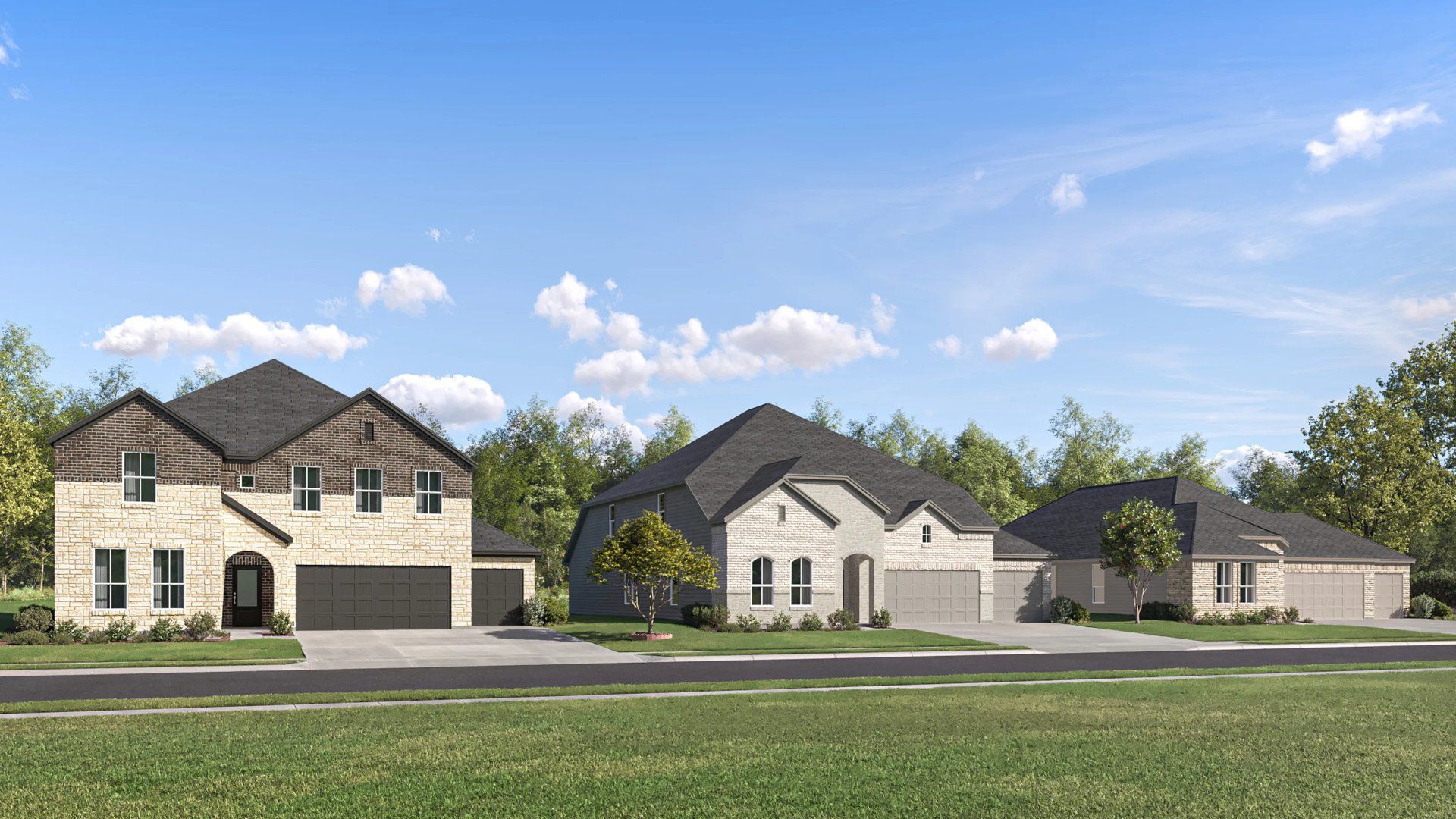 Neighborhood homes streetscape rendering