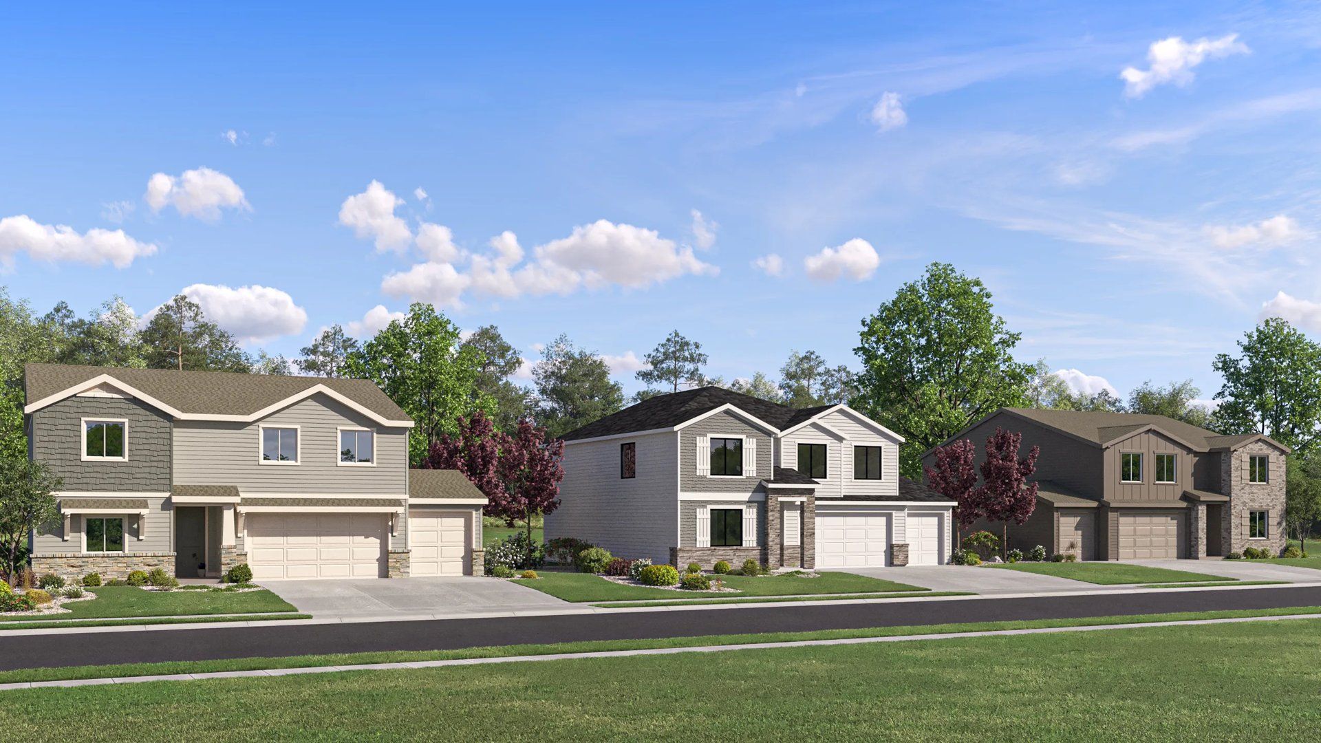 Streetscape of neighborhood homes